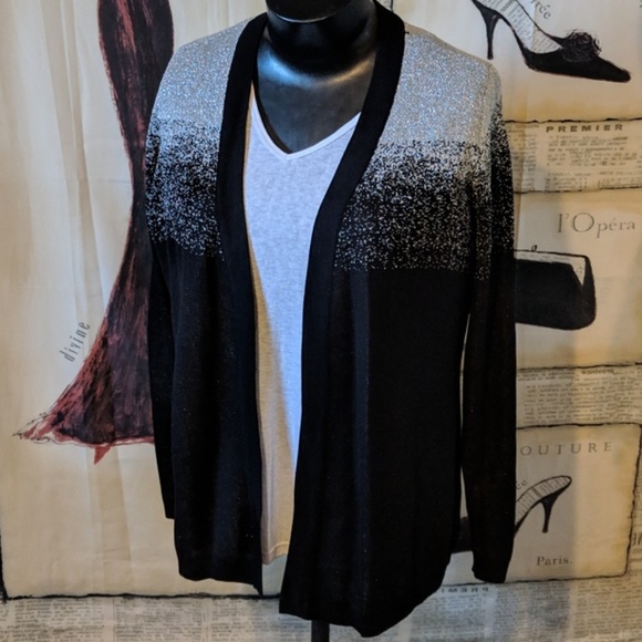 Avenue Sweaters - NWT Avenue silver and black cardigan